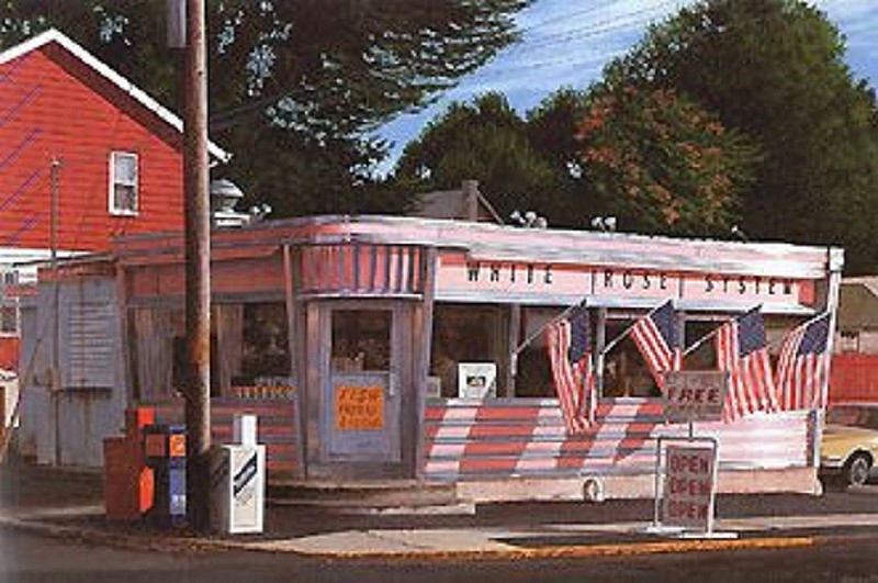 John Baeder, White Rose System
1993, Oil on Canvas