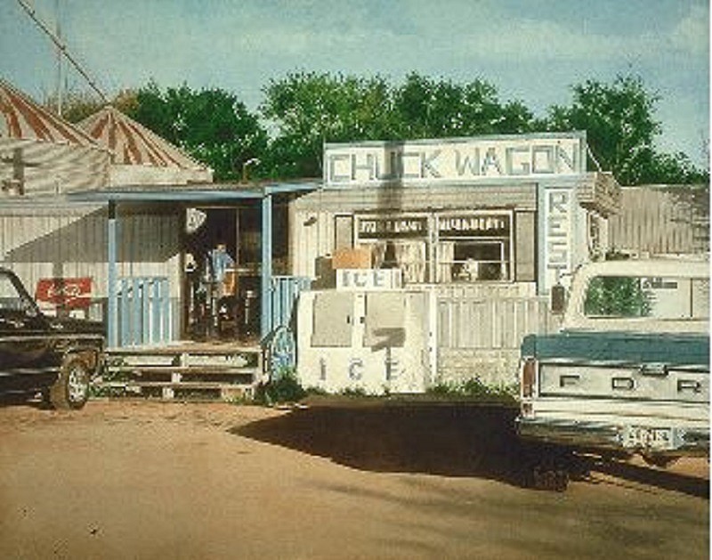 John Baeder, Chuck Wagon Rest
1994, Watercolor on Paper